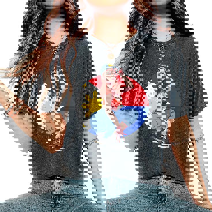 Pinay Girl フィリピン 強い フィリピン国旗 フィリピンプライド レディースオーバーサイズコンフォートTシャツ