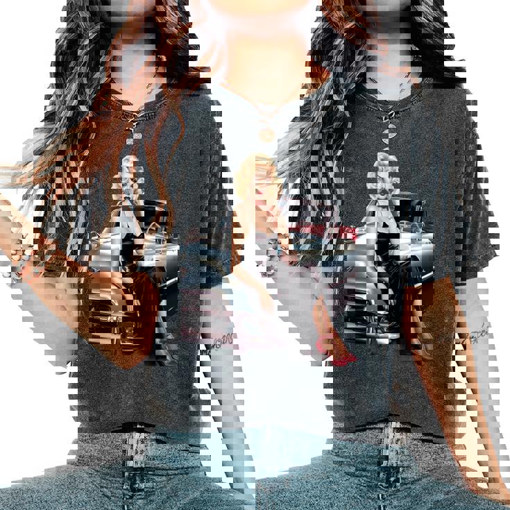 Pinup Girl ビンテージクラシックカー ホットロッド ロカビリー レディースオーバーサイズコンフォートTシャツ