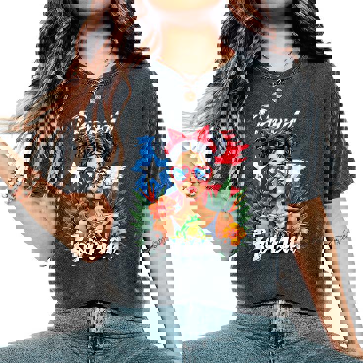 Puerto Rican Girls Boricua Puerto Rico Heritage Messy Bun Women's Oversized Comfort T-Shirt