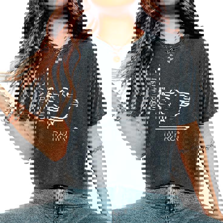 Rabbit Duck ウィトゲンシュタイン ラビットダック 哲学者 レディースオーバーサイズコンフォートTシャツ