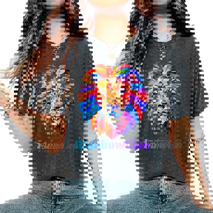 Rainbow Lion レインボー ライオン かっこいい おしゃれ レディースオーバーサイズコンフォートTシャツ