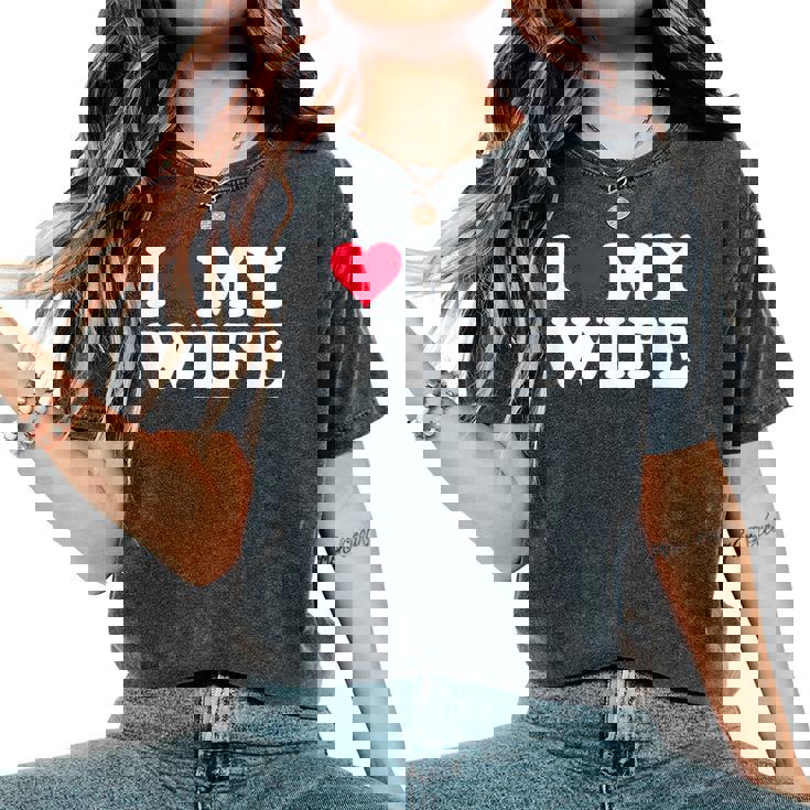 Red Heart I Love My Wife レディースオーバーサイズコンフォートTシャツ