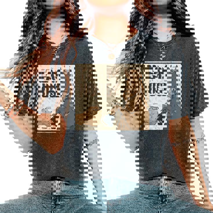 Team Horse 面白い馬のデザイン レディースオーバーサイズコンフォートTシャツ