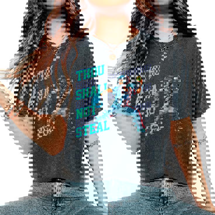Thouhall Notteal Girls ソフトボールキャッチャー選手名言 レディースオーバーサイズコンフォートTシャツ