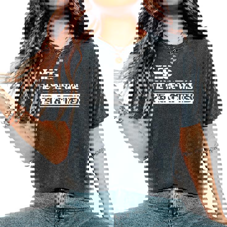 Twin Mama Mamma Di Gemelli Prima Festa Della Mamma Papà Da Gemelli T-shirt comoda oversize da donna
