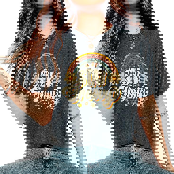 Vintagetay A Groovy 60S 70S Peace Positive Mind ヒッピー レディースオーバーサイズコンフォートTシャツ