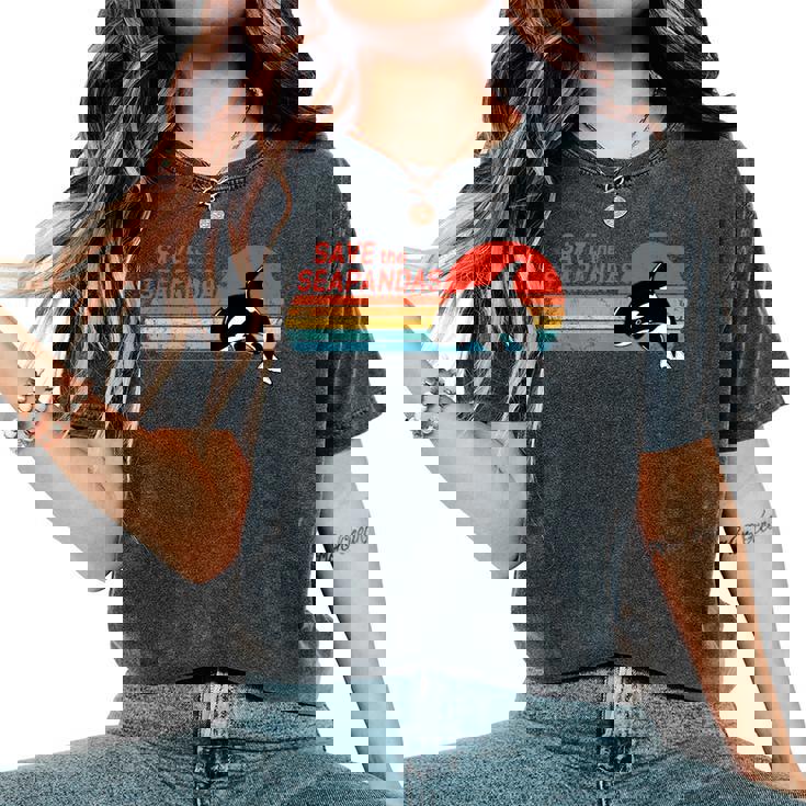 かわいいシャチave Theeapandas レディースオーバーサイズコンフォートTシャツ