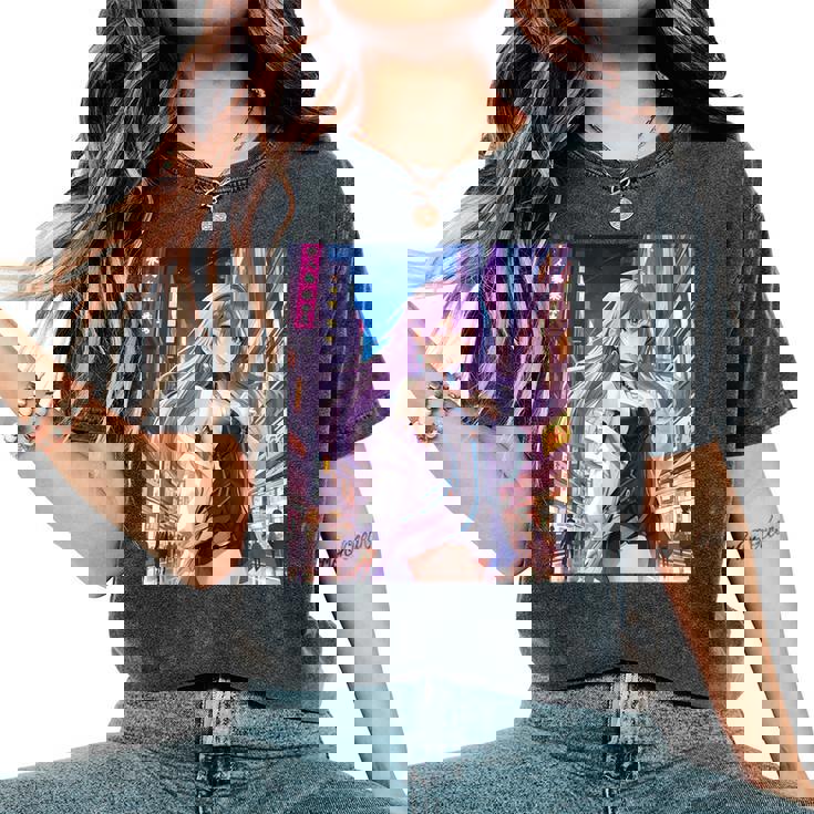 アニメの女の子、漫画、美学、かわいい、日本語、Waifu プリント レディースオーバーサイズコンフォートTシャツ