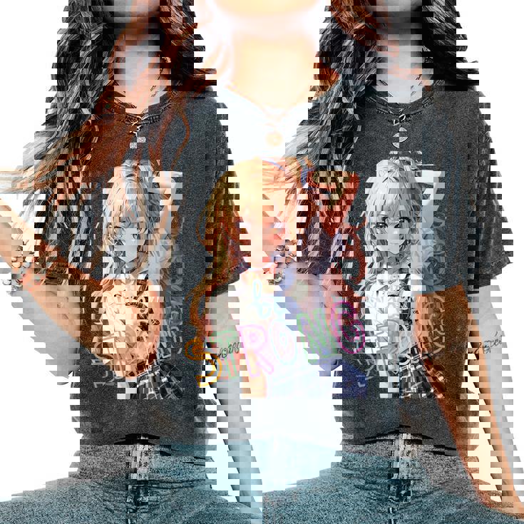 アニメ風イラスト ギャル 最強 可愛い女の子 レディースオーバーサイズコンフォートTシャツ