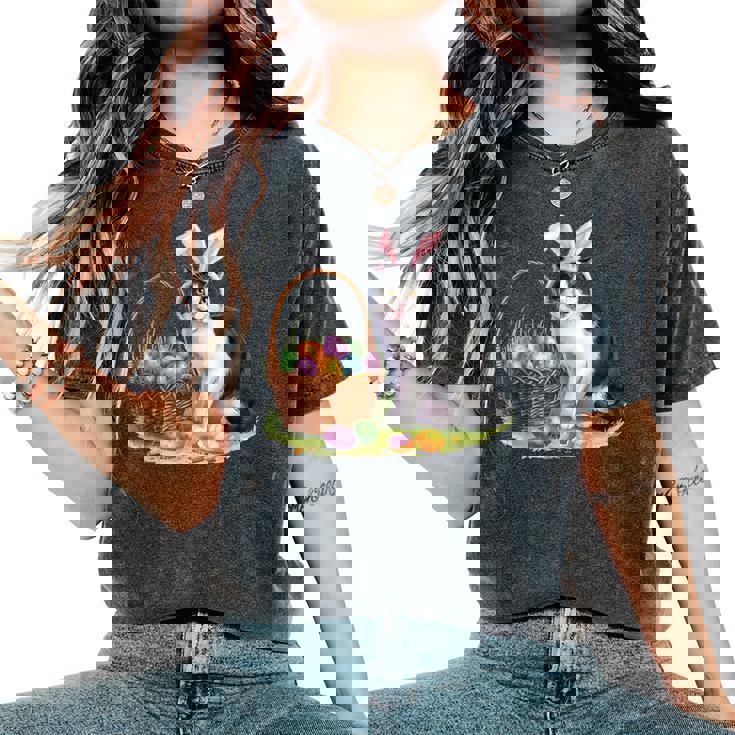 イースターデー 猫 バニー 耳 卵 イースター ウサギ 男性 女性 キッズ レディースオーバーサイズコンフォートTシャツ