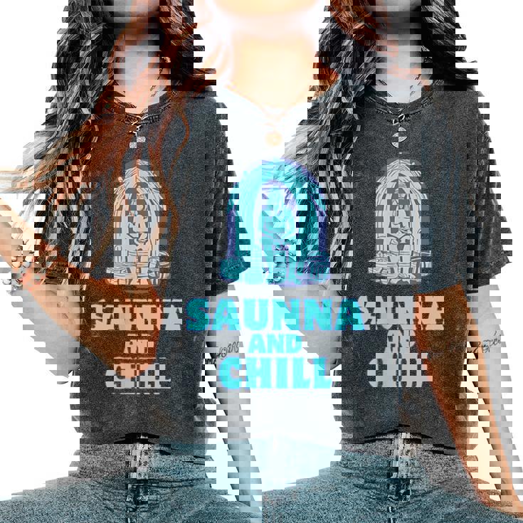 サウナ好き サウナアンドチル おもしろ 男性 女性 ユニセックス シンプル おしゃれ レディースオーバーサイズコンフォートTシャツ