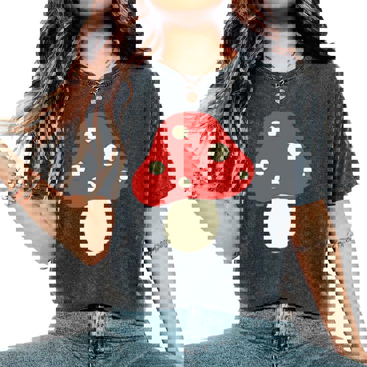 シンプルでキュートなキノコのグラフィック Cute Mushroom レディースオーバーサイズコンフォートTシャツ