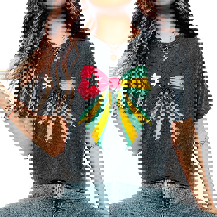 トーゴ トーゴ語 プライド コケット リボン 旗 女の子 ママ レディースオーバーサイズコンフォートTシャツ