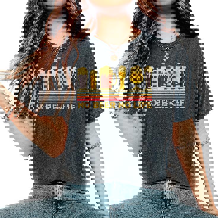 ビール 酒 面白いtシャツ No Beer No Life 飲み おもしろ 飲み会 のんべえ メンズ ネタ 服 レディースオーバーサイズコンフォートTシャツ