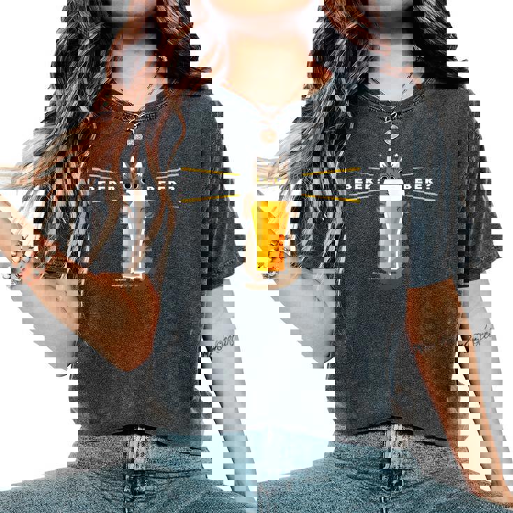 ビールをすすめるねこ 猫 ビール Cat Beer レディースオーバーサイズコンフォートTシャツ