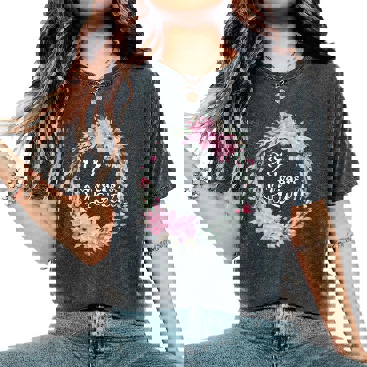 フローラル 97歳 誕生日 男性 女性 97歳 誕生日 レディースオーバーサイズコンフォートTシャツ