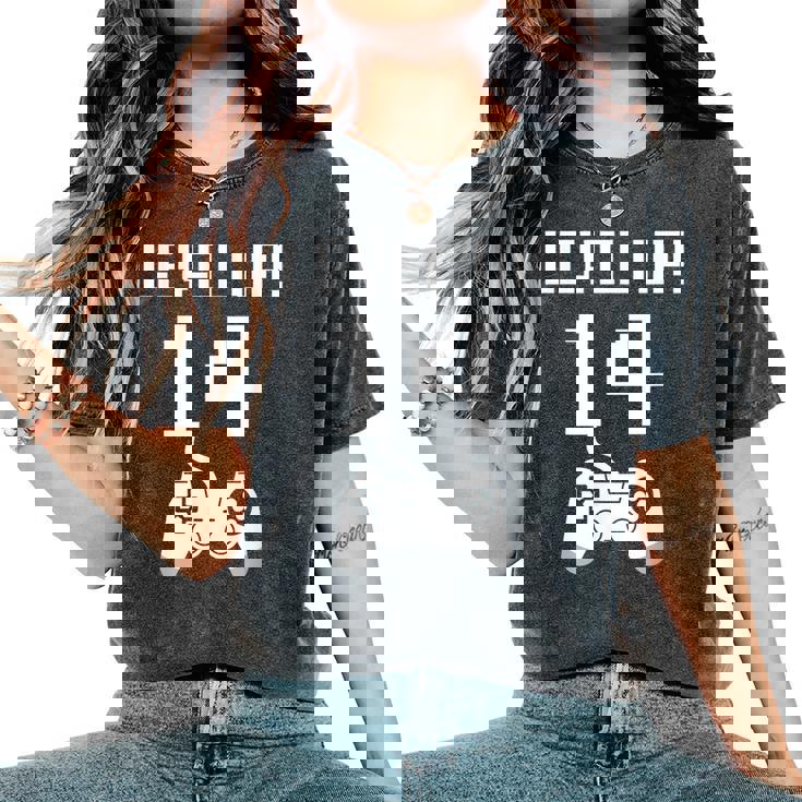 レベルアップ 14歳 誕生日プレゼント 男の子 女の子 レディースオーバーサイズコンフォートTシャツ