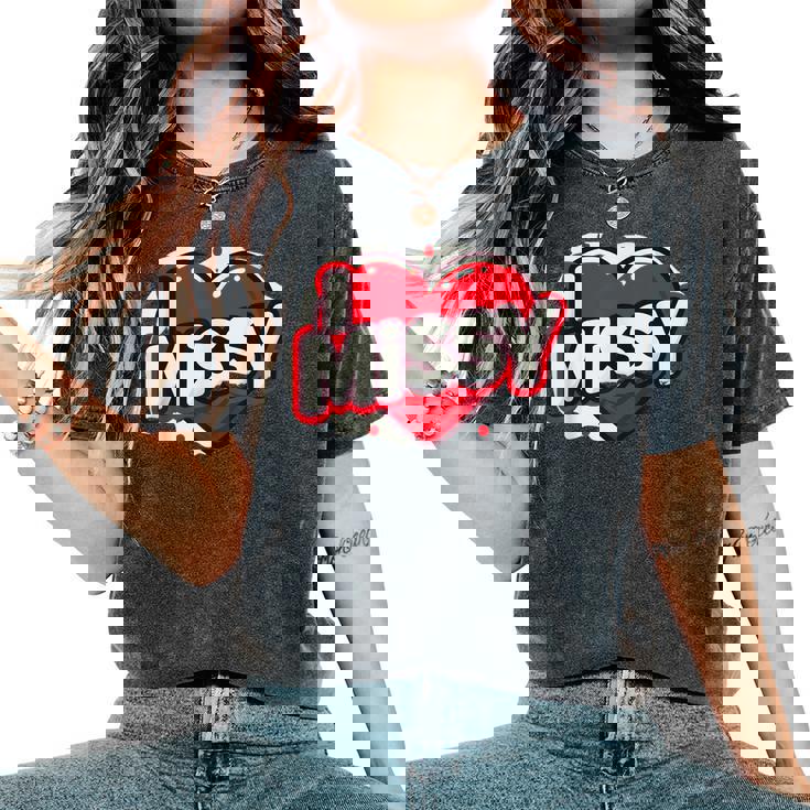 名前入り Missy I Love Missy レディースオーバーサイズコンフォートTシャツ
