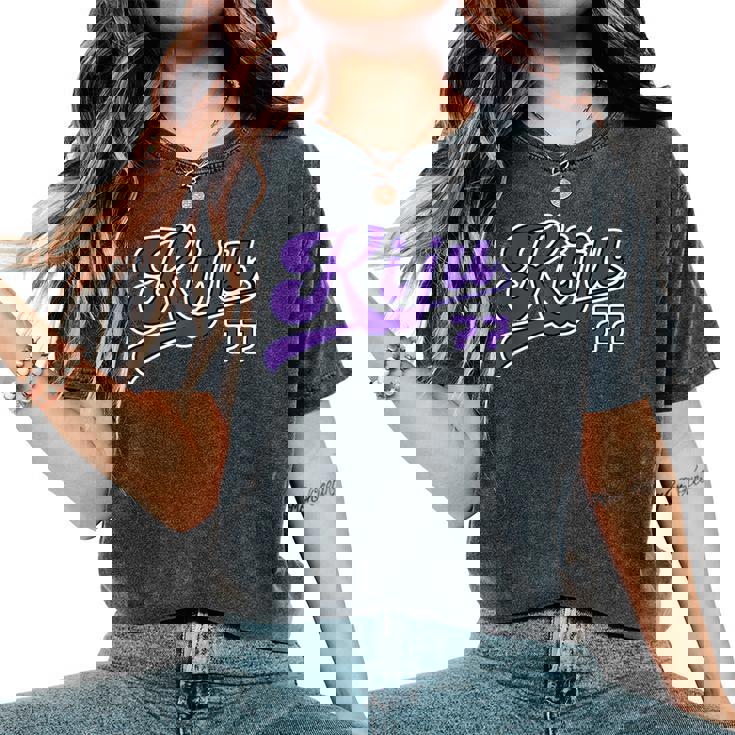 喜寿祝い 野球 野球好き 野球ユニフォーム風 Kiju 文字 父 母 男性 女性 おもしろ 77歳 誕生日 レディースオーバーサイズコンフォートTシャツ