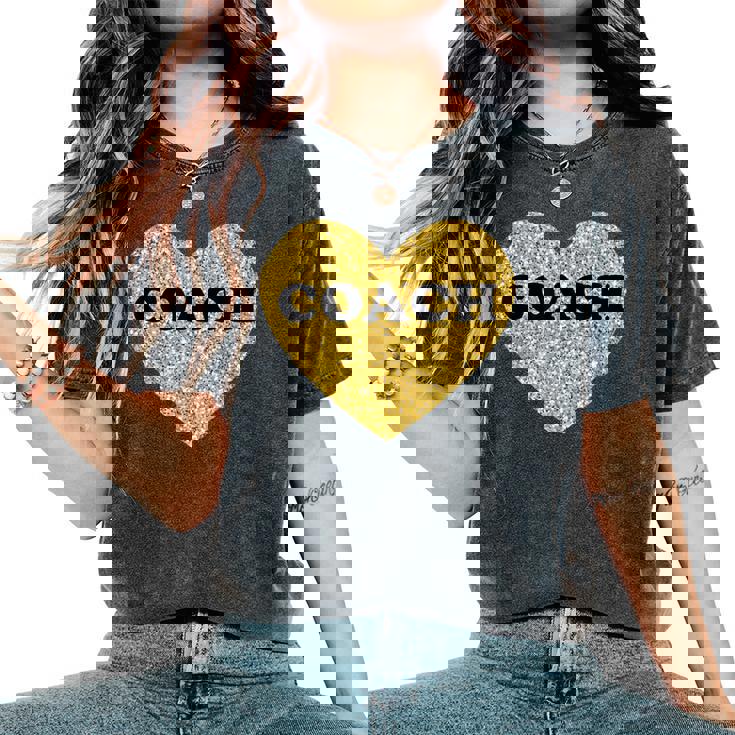 女性用および男性用コーチハートスポーツコーチ レディースオーバーサイズコンフォートTシャツ