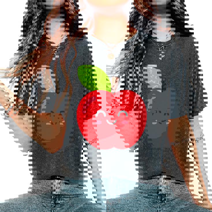 子供、女性、男性向けのミニマルな甘いリンゴ レディースオーバーサイズコンフォートTシャツ