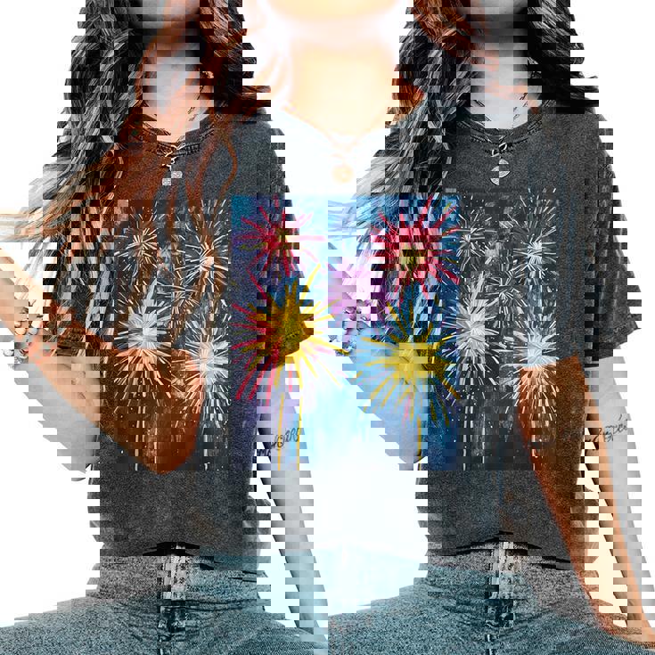 祭りのための花火ショー レディースオーバーサイズコンフォートTシャツ