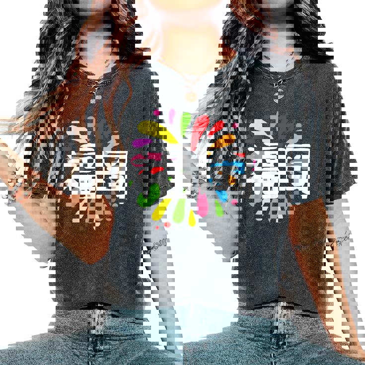 福岡 漢字 お土産 カラフル 祭り 花火風 レディースオーバーサイズコンフォートTシャツ