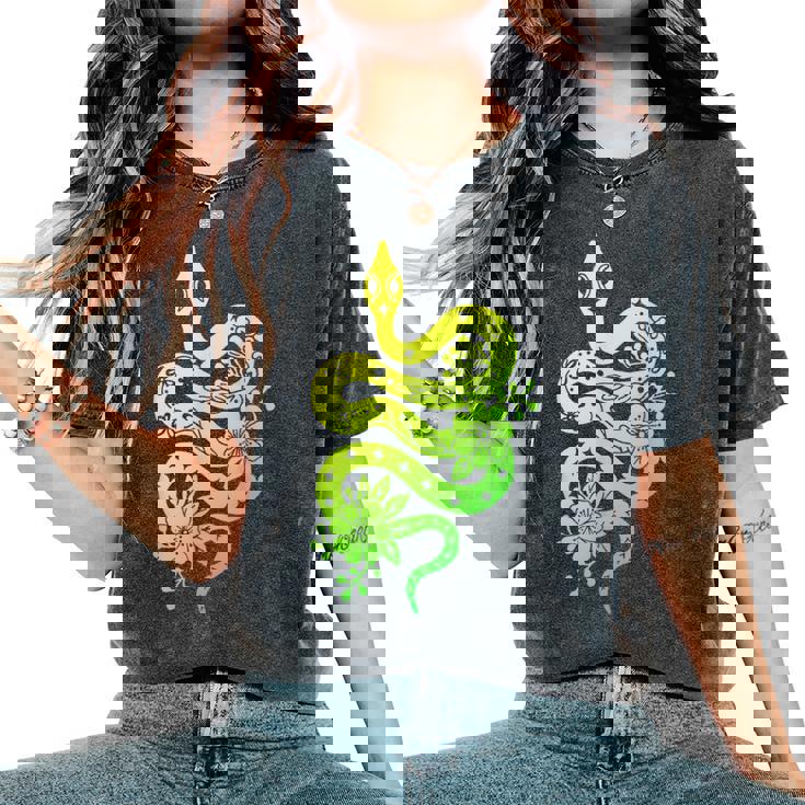 蛇 蛇 花 動物園 日帰り旅行 男性 女性 キッズ レディースオーバーサイズコンフォートTシャツ