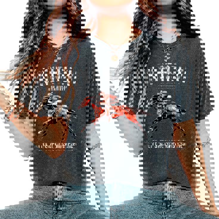 還暦祝い 競馬好き うま 馬好き 父 母 男性 女性 60歳お祝い Life's Race Always Chase レディースオーバーサイズコンフォートTシャツ