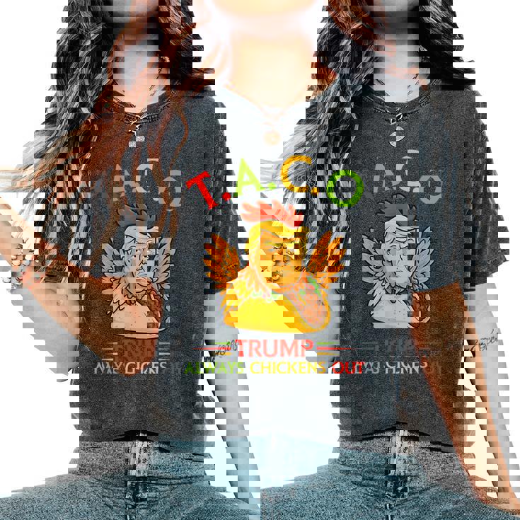面白い トランプ タコス トランプ Always Chickens Out レディースオーバーサイズコンフォートTシャツ