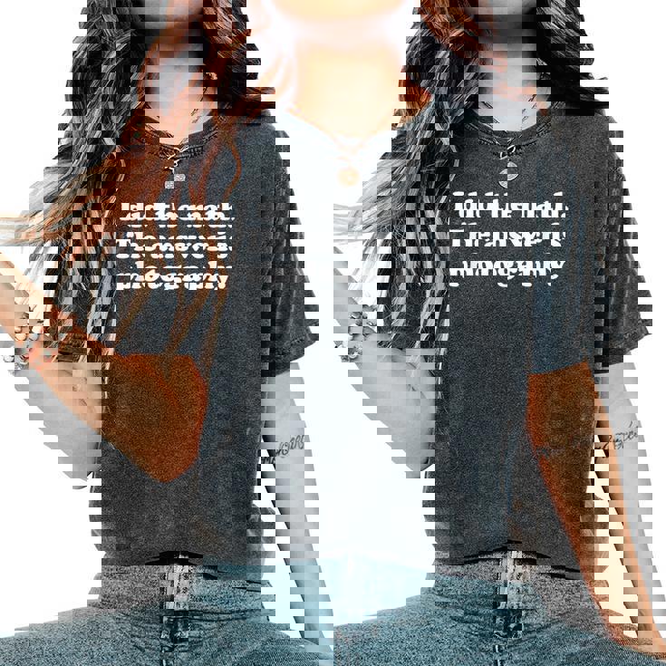 面白い写真や写真家、女の子、男の子、男性、女性。 レディースオーバーサイズコンフォートTシャツ