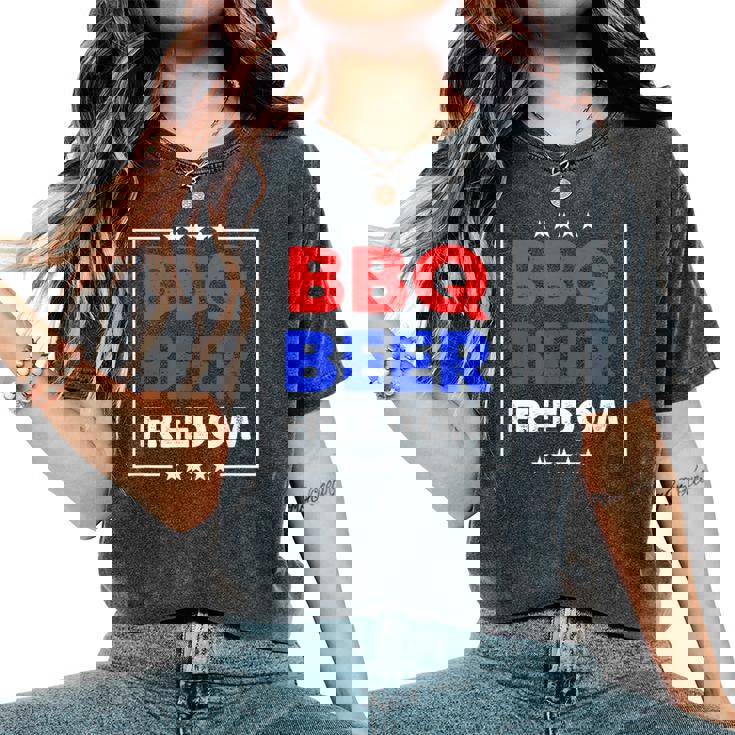 Bbq Beer Freedom シャツ レディースオーバーサイズコンフォートTシャツ Bbq Beer Freedom シャツ レディースオーバーサイズコンフォートTシャツ