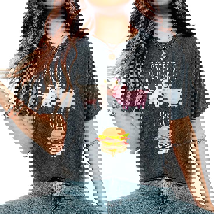 Best Friends Forever Beef Lover Pork Meat Bacon Burger レディースオーバーサイズコンフォートTシャツ