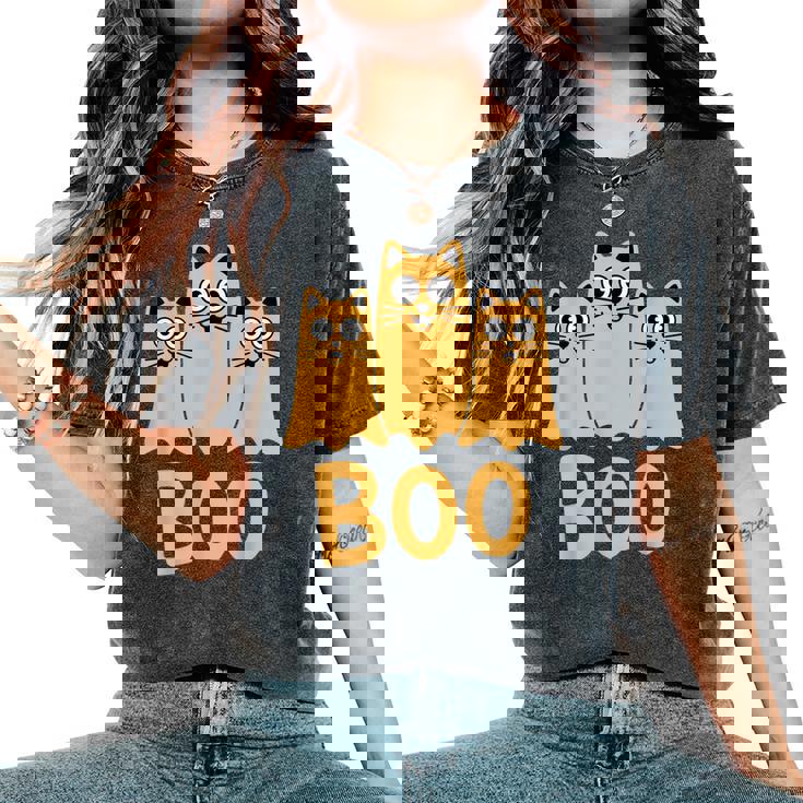 Cat ゴーストブー キュート キティ 猫好き ハロウィン 女性 男性 レディースオーバーサイズコンフォートTシャツ