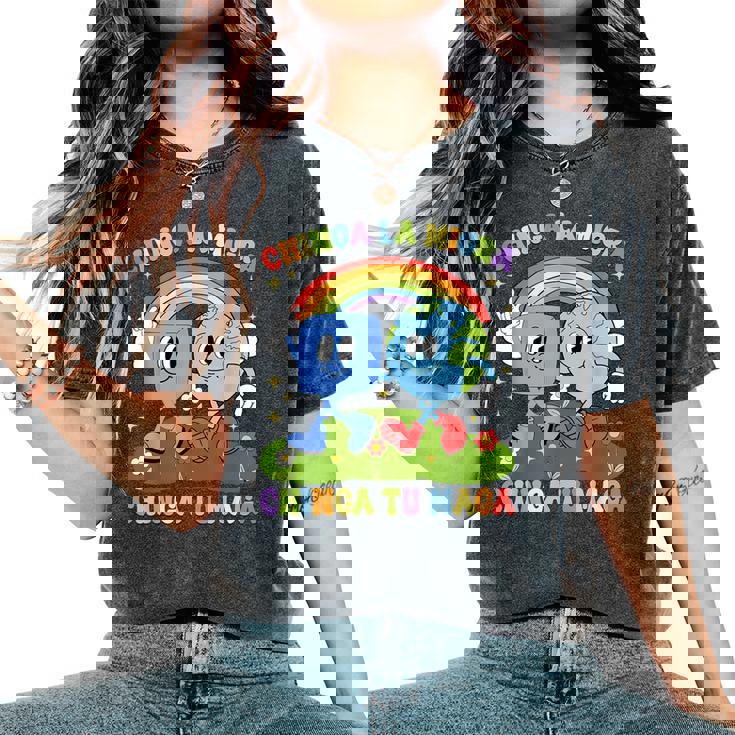 Chinga La Migra Chinga Tu Maga Rainbow Immigration Rights Women's Oversized Comfort T-Shirt Chinga La Migra Chinga Tu Maga Rainbow Immigration Rights Women's Oversized Comfort T-Shirt