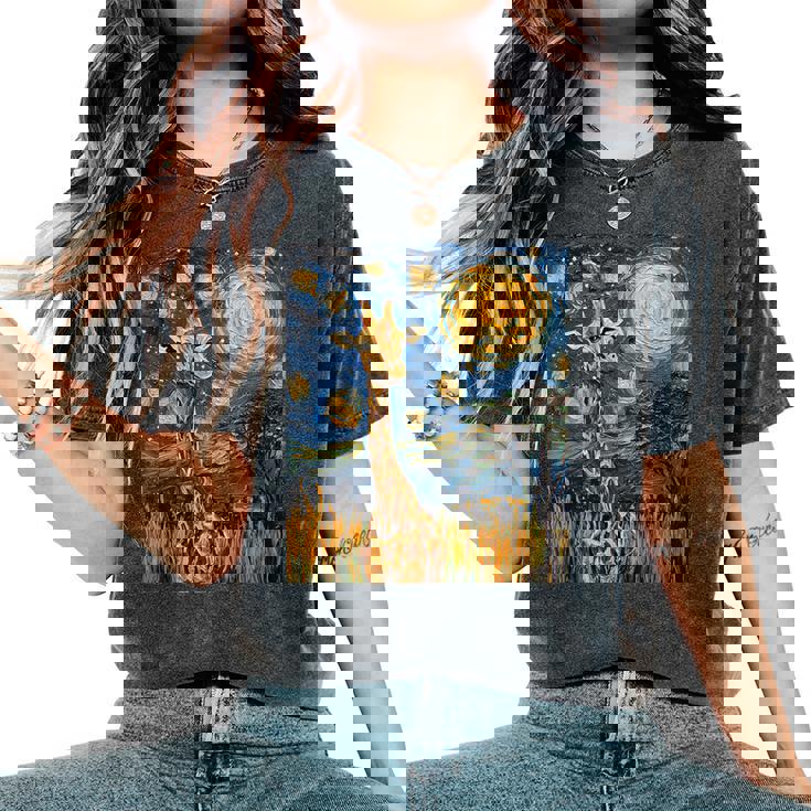 Cute Giraffe Africa Van Gogh Style Starry Night Women's Oversized Comfort T-Shirt Cute Giraffe Africa Van Gogh Style Starry Night Women's Oversized Comfort T-Shirt