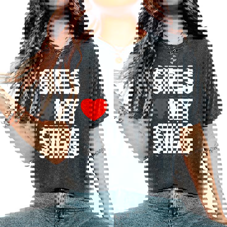 Girls Love Mywag シャツ おもしろい言葉 ガールズ Love Mywag レディースオーバーサイズコンフォートTシャツ