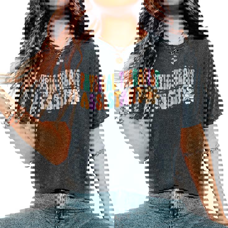 Groovy 理学療法士アシスタント デイジーフラワー レトロ Pta レディースオーバーサイズコンフォートTシャツ