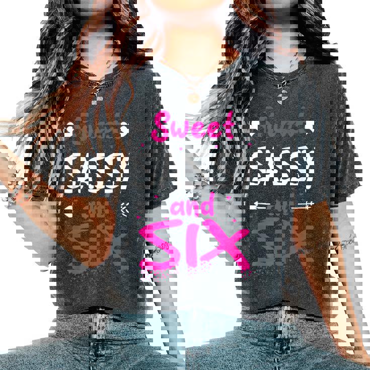 Happy 6Th Birthdayweetassy Andix Girls 6歳 レディースオーバーサイズコンフォートTシャツ