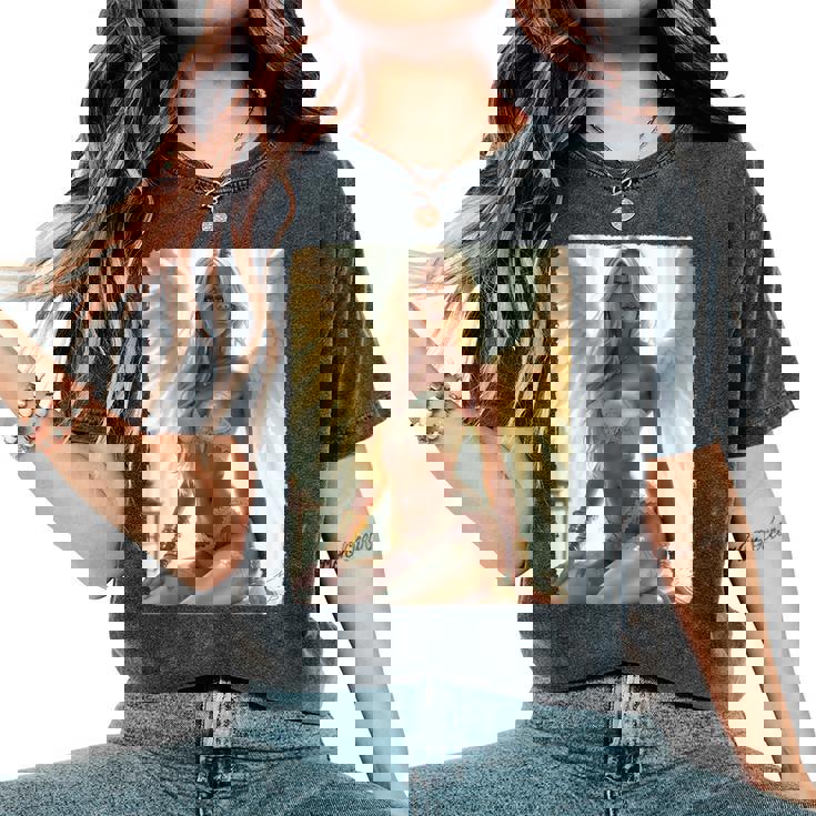 Hot Girl On 男性用 セクシーな天使の座り グランジ レディースオーバーサイズコンフォートTシャツ