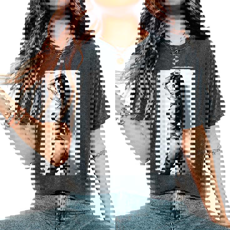 Hot Girl On 男性用 セクシー ブーティー ビキニ モデル 2 Bw レディースオーバーサイズコンフォートTシャツ