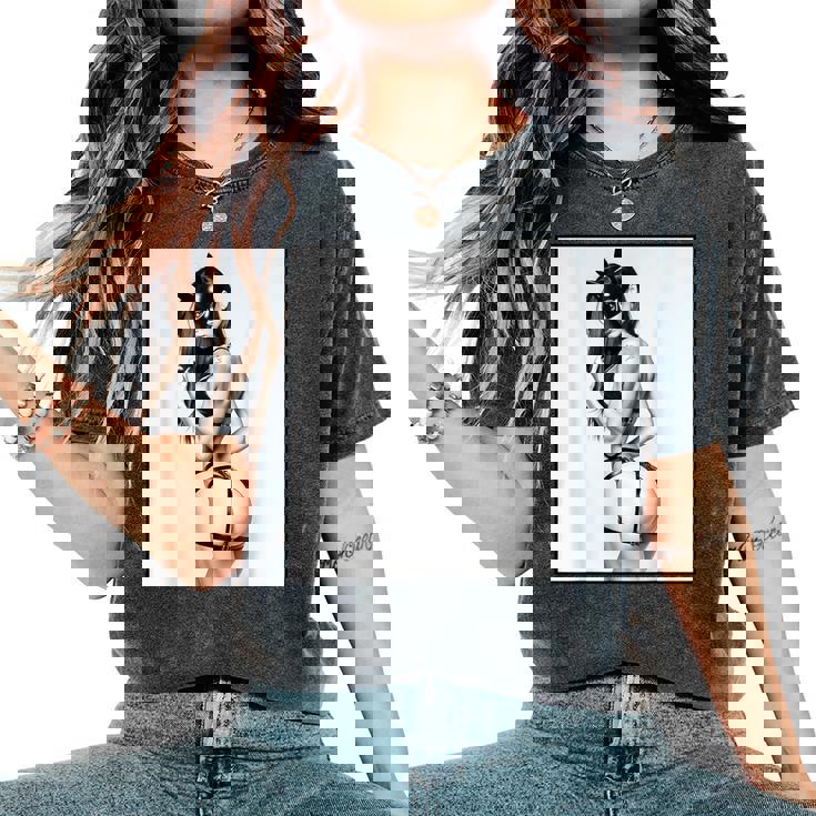 Hot Girl On 男性用 セクシー バッド キティ ピンナップガール B&W レディースオーバーサイズコンフォートTシャツ