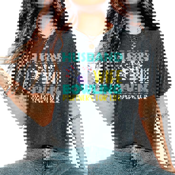 Husband And Wife Bowling Partners For Life おもしろボーリング レディースオーバーサイズコンフォートTシャツ