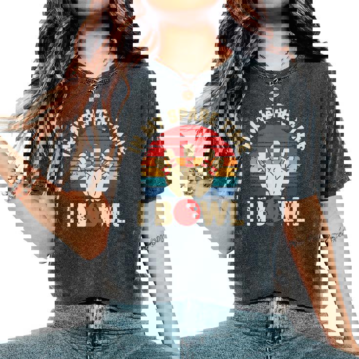 In Mypare Time I Bowl レトロ ボウリング ボウラー レディースオーバーサイズコンフォートTシャツ