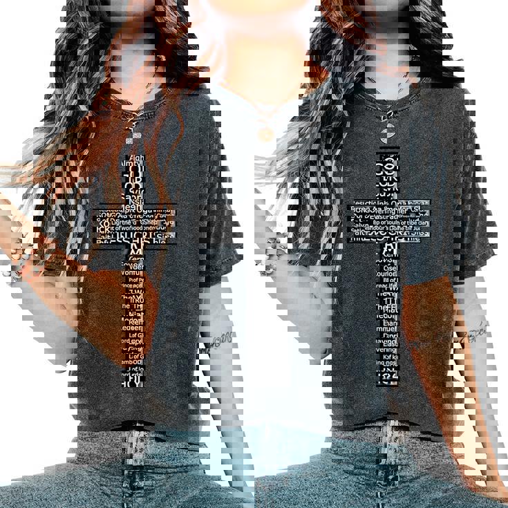 Jesus Christ Messiah Biblical Names Christian Faith Cross レディースオーバーサイズコンフォートTシャツ
