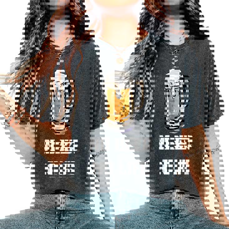 No Beer No Life レディースオーバーサイズコンフォートTシャツ No Beer No Life レディースオーバーサイズコンフォートTシャツ