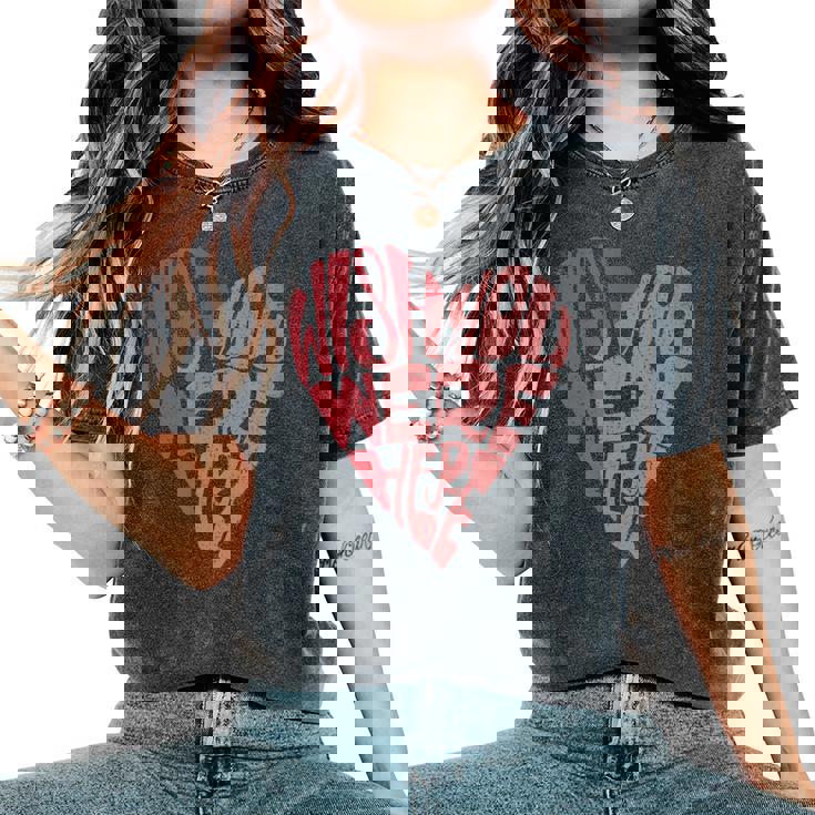 Seventies Heart Wish You Were Here Missing You レディースオーバーサイズコンフォートTシャツ