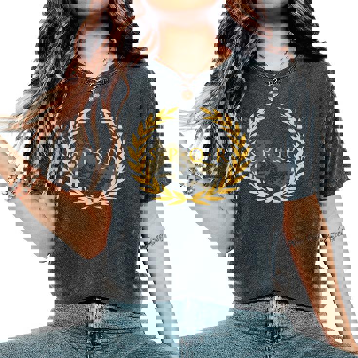 Spqr -Enatus Populus Que Romanus ローマ帝国 レディースオーバーサイズコンフォートTシャツ