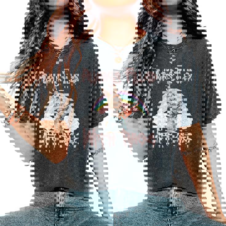 Vintage Chainsaw Bunny Rage Horror Movie Graphic レディースオーバーサイズコンフォートTシャツ