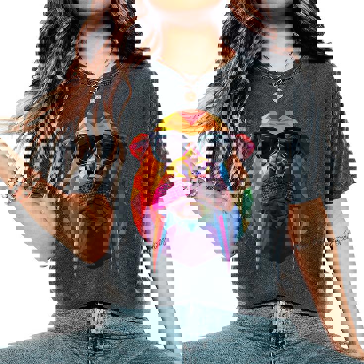 Walrus Dad Mom クールサングラス セイウチ レディースオーバーサイズコンフォートTシャツ